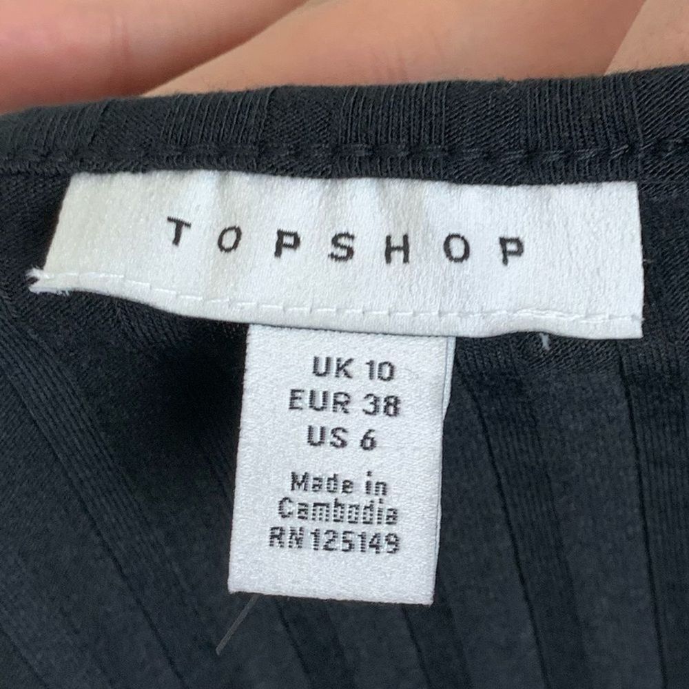 Topshop Black Ribbed Button Tank Top - Picture 5 of 9